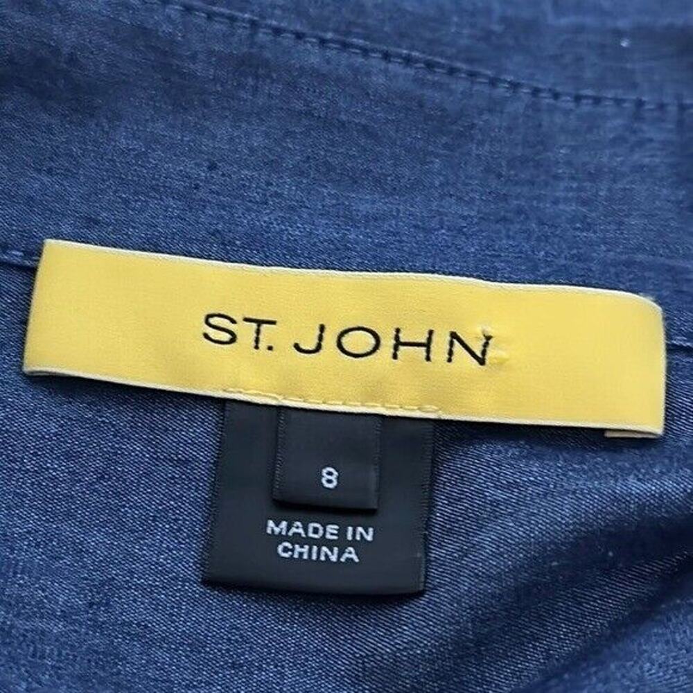 St John Top Shirt Womens 8 Blue Chambray‎ Denim Western Casual Button Capsule - Picture 8 of 10